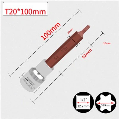 ZÁSUVOVÝ BIT TORX 1/2" T20 L100MM
